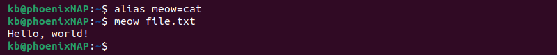 alias cat terminal output