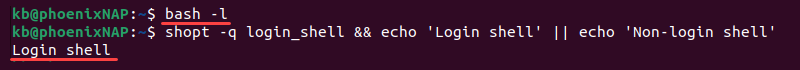 bash login shell terminal output