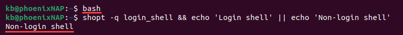 bash non-login shell terminal output