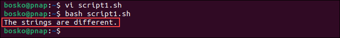 Checking strings for equality using Bash.