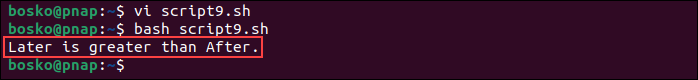 Comparing strings lexicographically in Bash.