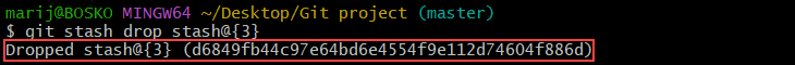 Drop a specific stash in Git.