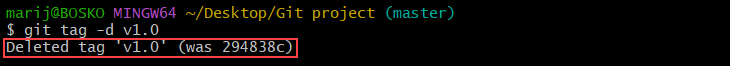 Deleting a Git tag.