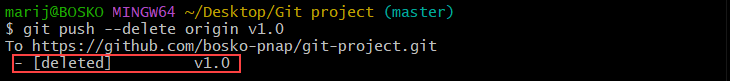 Deleting a remote Git tag.