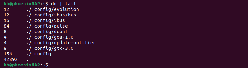 du tail terminal output