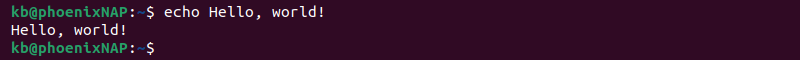 echo hello world terminal output