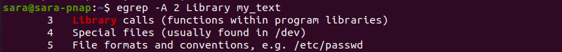 egrep A 2 terminal output