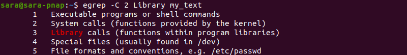 egrep C 2 terminal output
