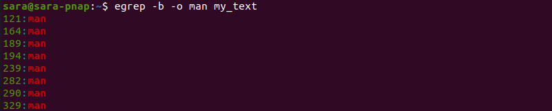 egrep o b terminal output
