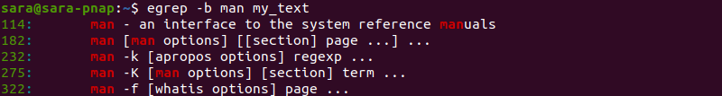 egrep b terminal output