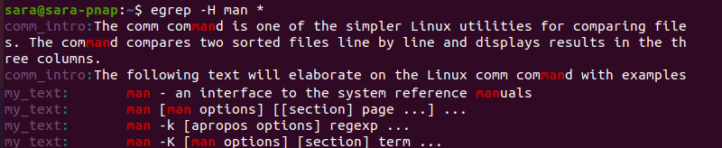 egrep H terminal output