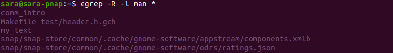 egrep R l terminal output