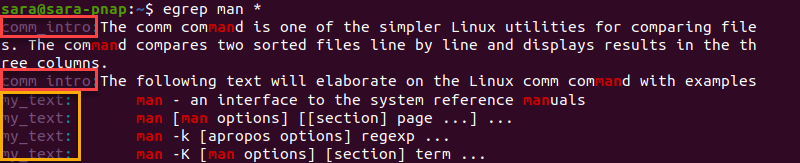 egrep man asterisk terminal output