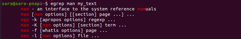 egrep man my text terminal output