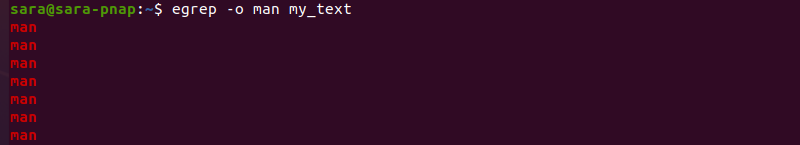 egrep o terminal output