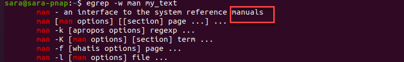 egrep only whole words w terminal output