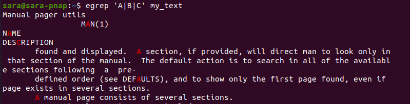 egrep piping characters terminal output