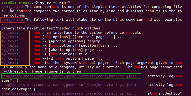 egrep r terminal output