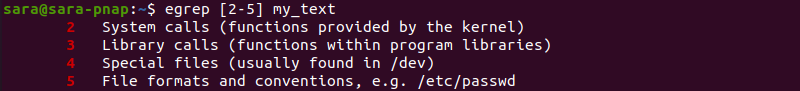 egrep range 2-5 terminal output