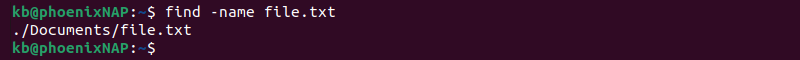 find -name file.txt terminal output