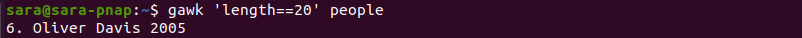 gawk exact length terminal output
