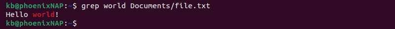 grep world file terminal output