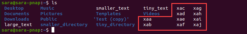 Splitting large_text is split into ten files with split command.