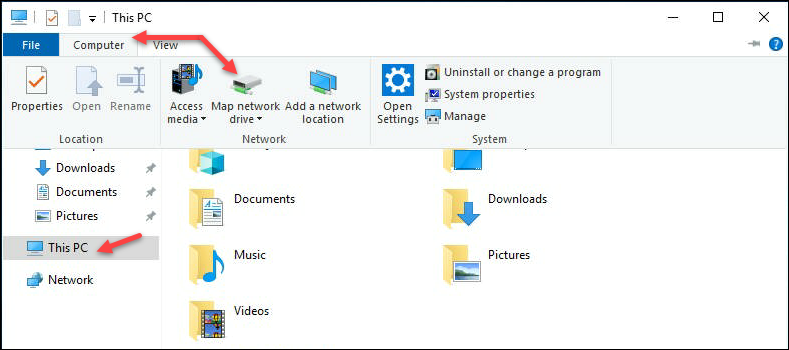 Map network drive file explorer