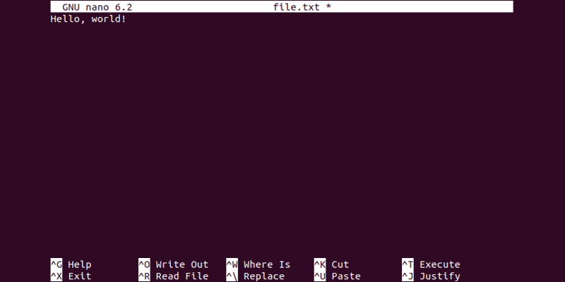 nano exitor file.txt