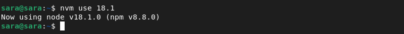 nvm use terminal output