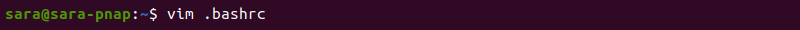 Opening .bashrc in Vim.