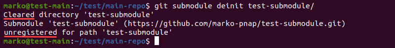 Deinitializing a submodule in Git.