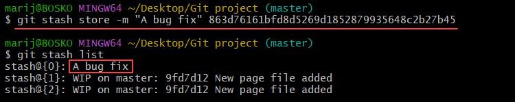 Renaming an existing Git stash.