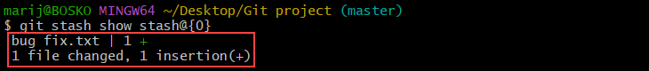 Show a stash diff in git.