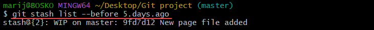 Viewing Git stashes by date.
