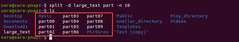 split change suffix terminal output