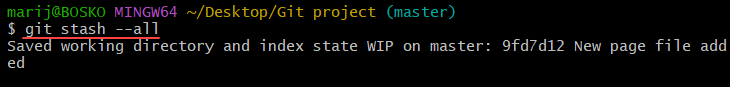 Stash all files in a repository - tracked, untracked, and ignored.