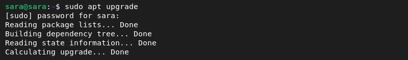 sudo apt upgrade terminal output