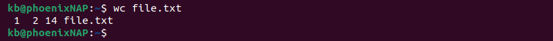 wc file.txt terminal output