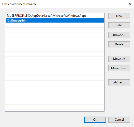 Adding ffmpeg variable