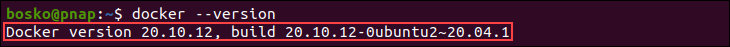 Checking Docker program version.
