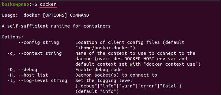 Reading the Docker help file.
