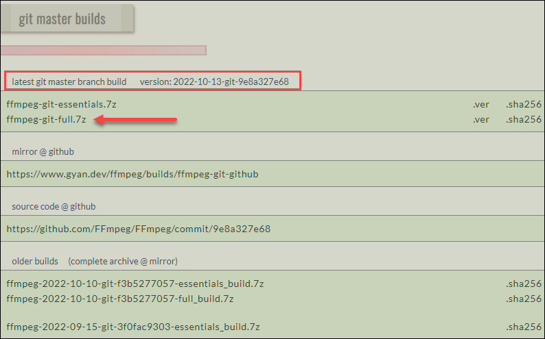 Downloading the full build