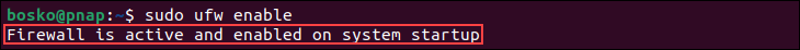 Enabling UFW firewall in Ubuntu.