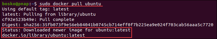 Pulling a Docker image.