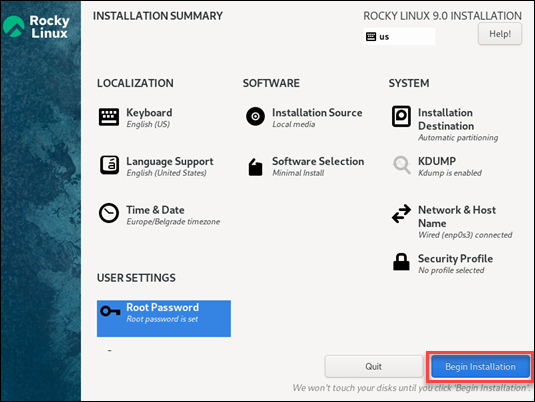 Rocky Linux begin install