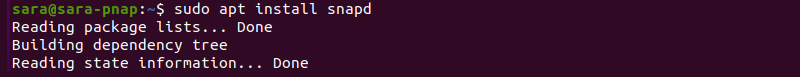 sudo apt install snapd terminal output