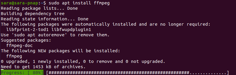 sudo apt install terminal output