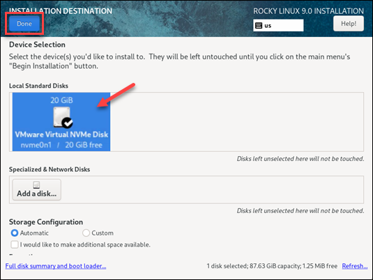 System installation disk select