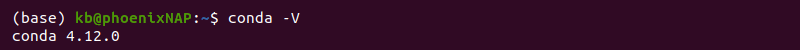conda -V version terminal output